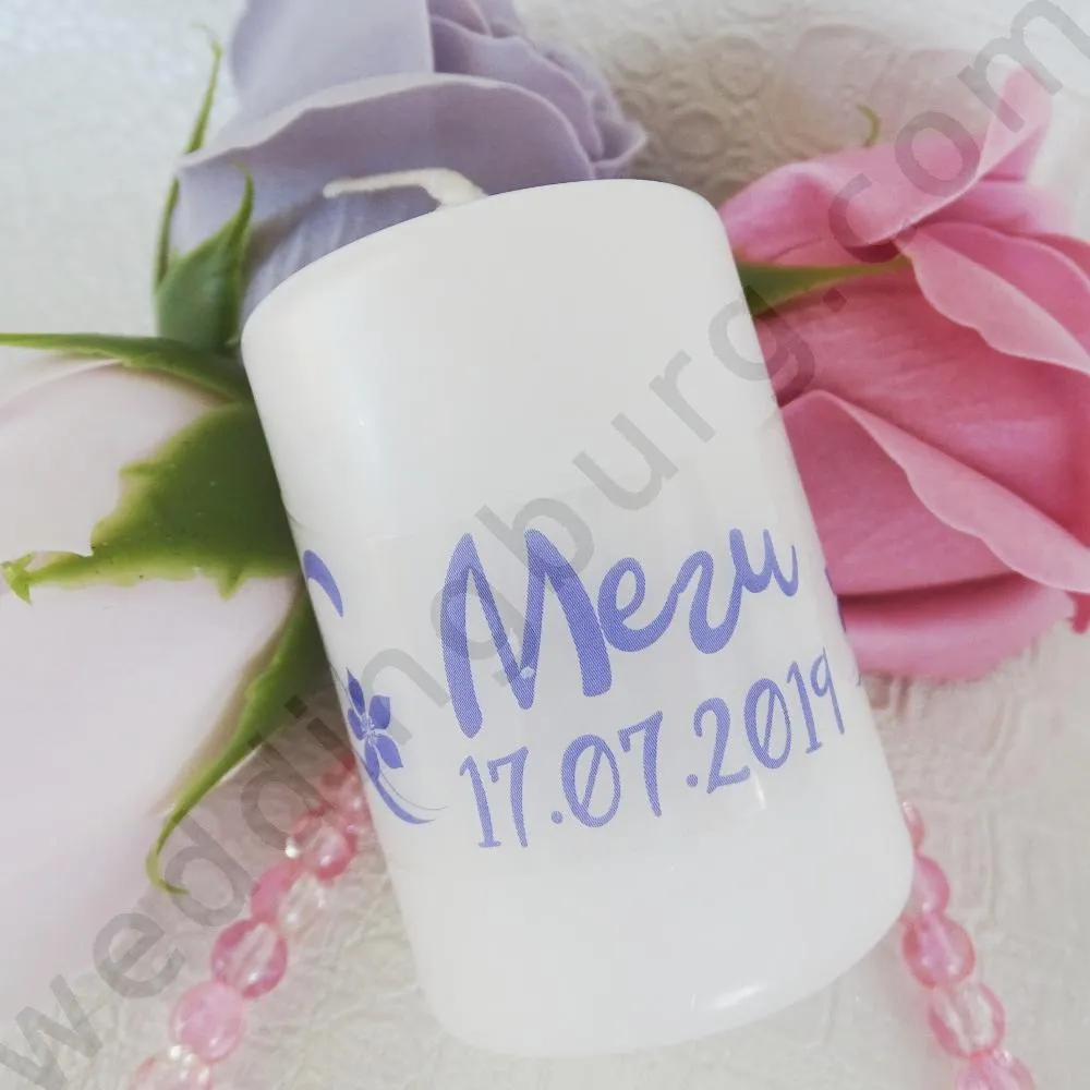 Сватбени сувенири - малки свещи с персонални надписи, модел SP085